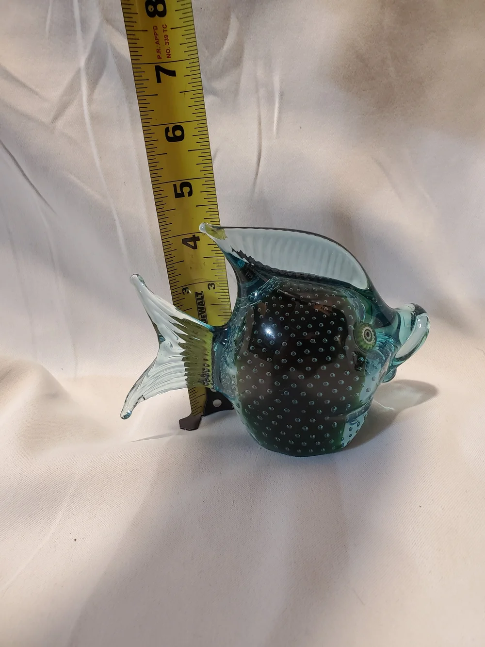 Vintage Galiano Ferro Murano Glass Fish Bullicante Controlled Bubble